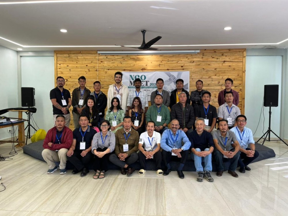 Participants of the NGO Meet 2025 pose for a group photograph at Longpang, Tuensang, during the three-day capacity-building programme organised by ECS and the Azim Premji Foundation.