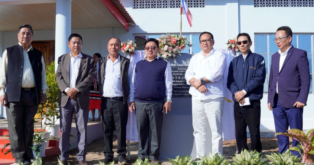 Nagaland Deputy Chief Minister TR Zeliang and others during the inauguration of Dungki Village Council Hall on November 27. (Photo Courtesy: Deputy CM Office)