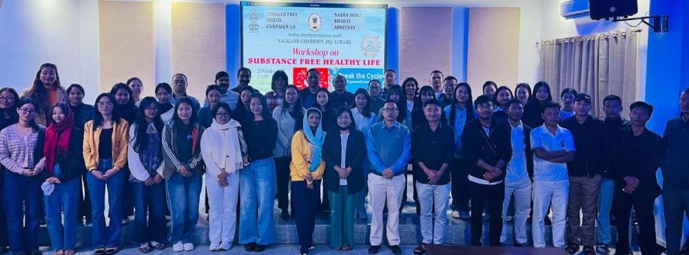 Students, faculty and resource persons at the workshop on “Substance Free Healthy Life” organized at NU-Lumami under the aegis of the Nasha Mukt Bharat Abhiyaan and the Tobacco Free Youth Campaign 3.0 on November 25.