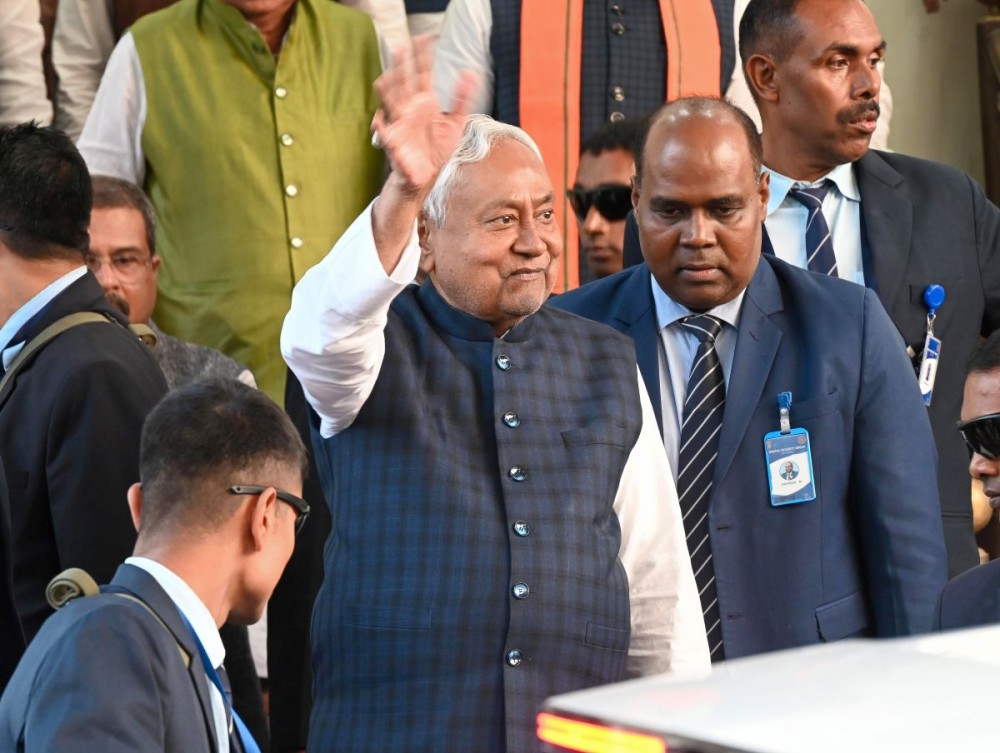Bihar caretaker Chief Minister Nitish Kumar leaves the Central Hall after the NDA Legislature Party meeting, in Patna, Wednesday, November 19, 2025. Nitish Kumar was elected as the leader of the NDA legislature party today. He will now stake claim to form government in Bihar.(IANS Photo)