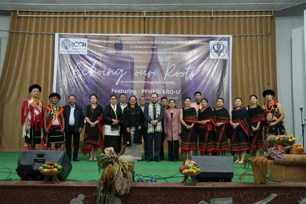 Dignitaries with Pfhesi Kro-u and others during an evening of folk music and cultural resonance in Kohimaon November 12.