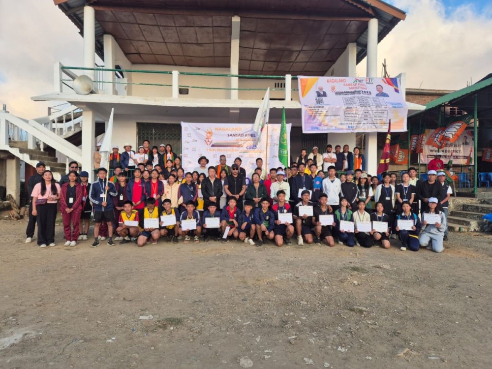 Participants of the Sansad Khel Mahatsav in Wokha on November 15.