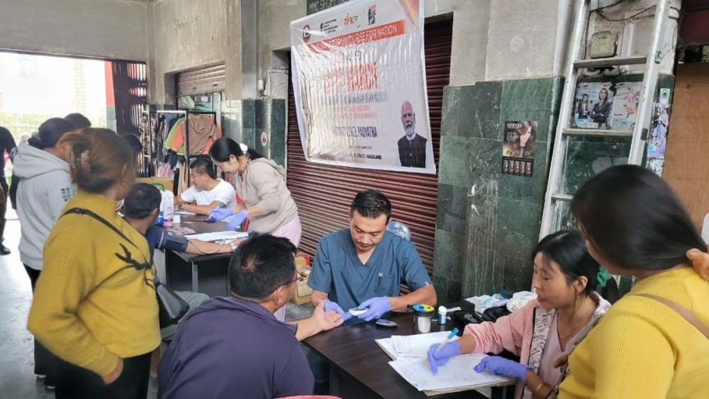 Health workers conduct NCD screening at MMC complex, Mokokchung on November 12.