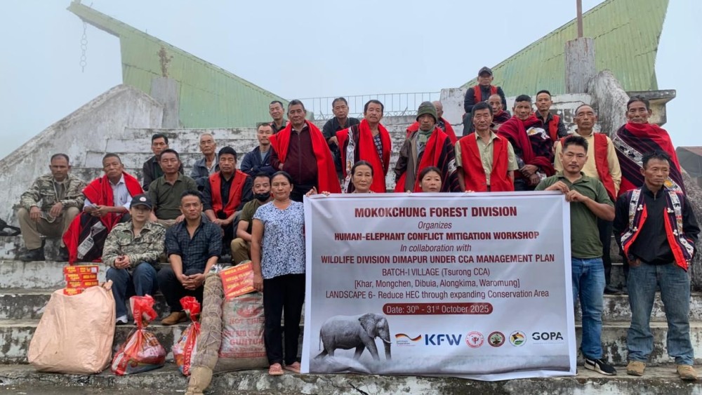 Members of the Mokokchung and Dimapur Forest Division along with the participants of the two-day Human-Elephant Conflict Mitigation training.