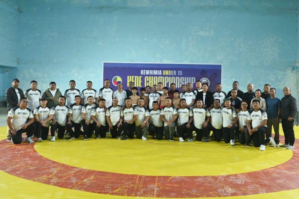 Winners, officials and participants of the Kewhimia U-15 Kene Championship on November 1 in Kohima.