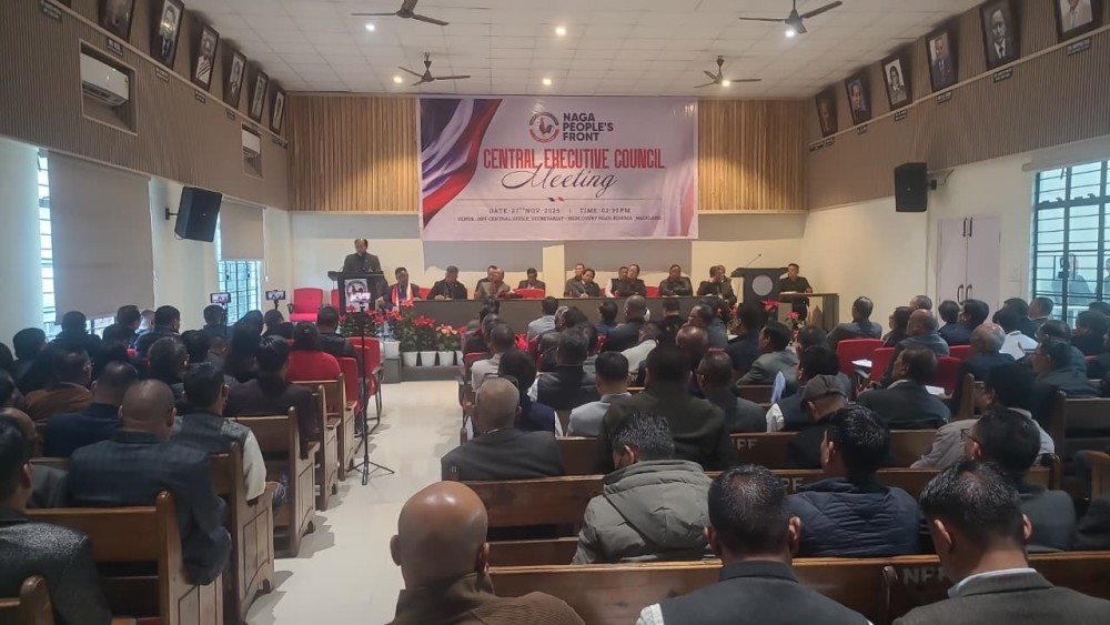 Chief Minister and NPF president Dr. Neiphiu Rio addressing NPF central executive council meeting in Kohima on November 27. (Morung Photo)