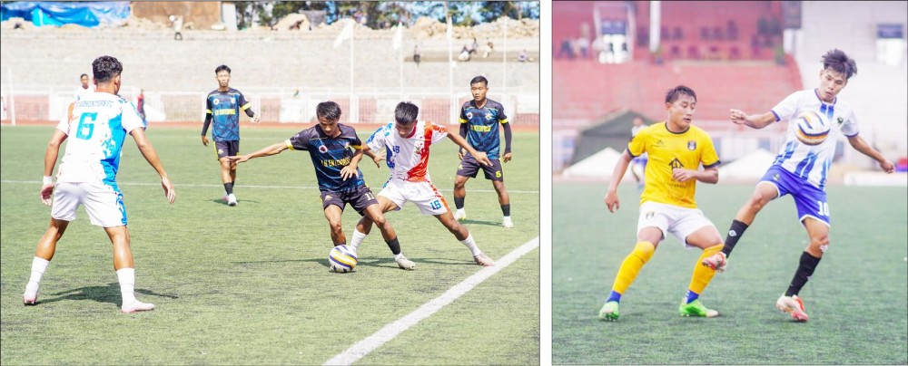 (Left) In a match between Head Hunters FC and Langsa Hill FC on November 3. (Right) In a match between Dimapur SC and Liishe FC on  November 3.