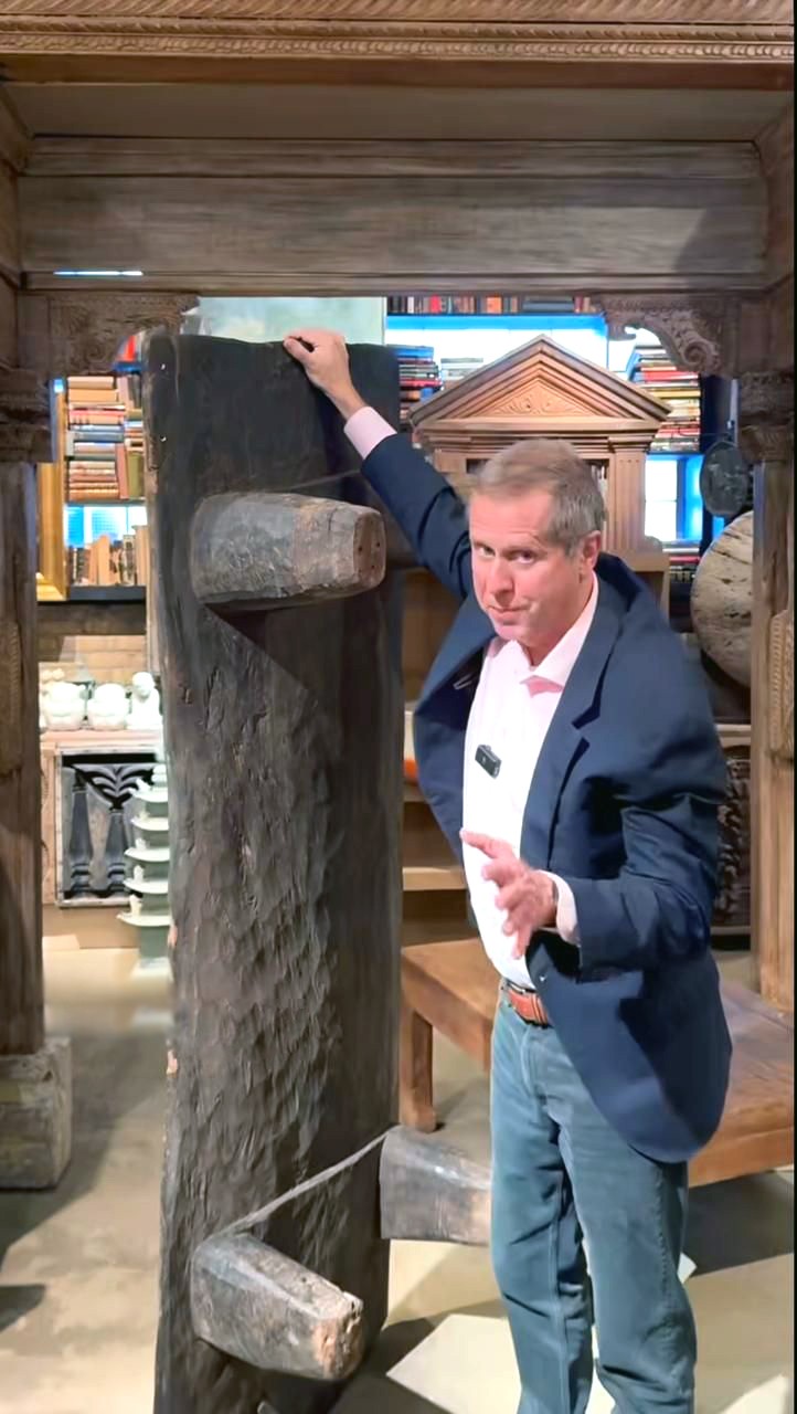 A 125-year-old wooden Naga bed displayed at the Golden Triangle gallery in Chicago, where its appearance has sparked questions about the export and sale of heritage objects from Nagaland.