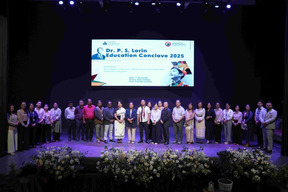 Advisor Dr Kekhrielhoulie Yhome and other participants during at the ‘Dr PS Lorin Education Conclave 2025: Enhancing Academic Capabilities for a Changing World’ held on November 1.