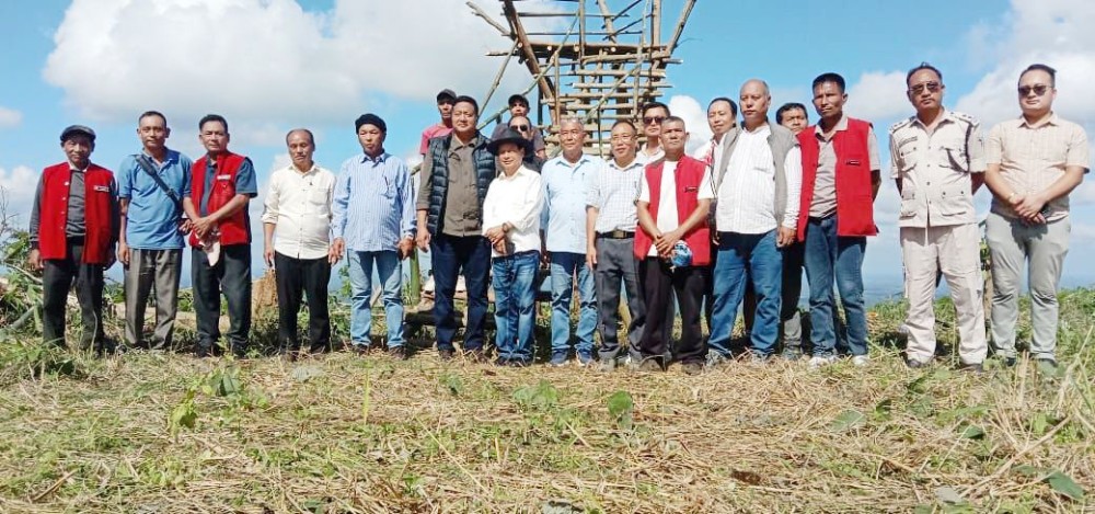 MLA Bangtick Phom along with the district administrators and Phom Peoples’ Council (PPC) inspect the proposed new EAC Hq site at Yonglok area on November 7.