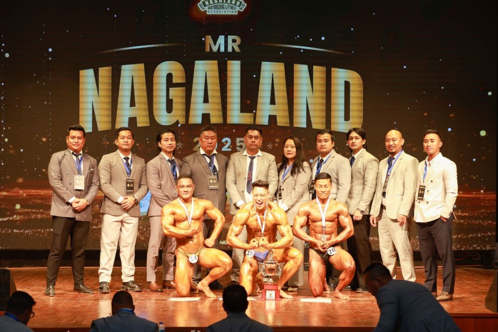 Officials with winners of 7th Mr. Nagaland & 4th Women’s Physique Championship 2025 in Dimapur on December 15.