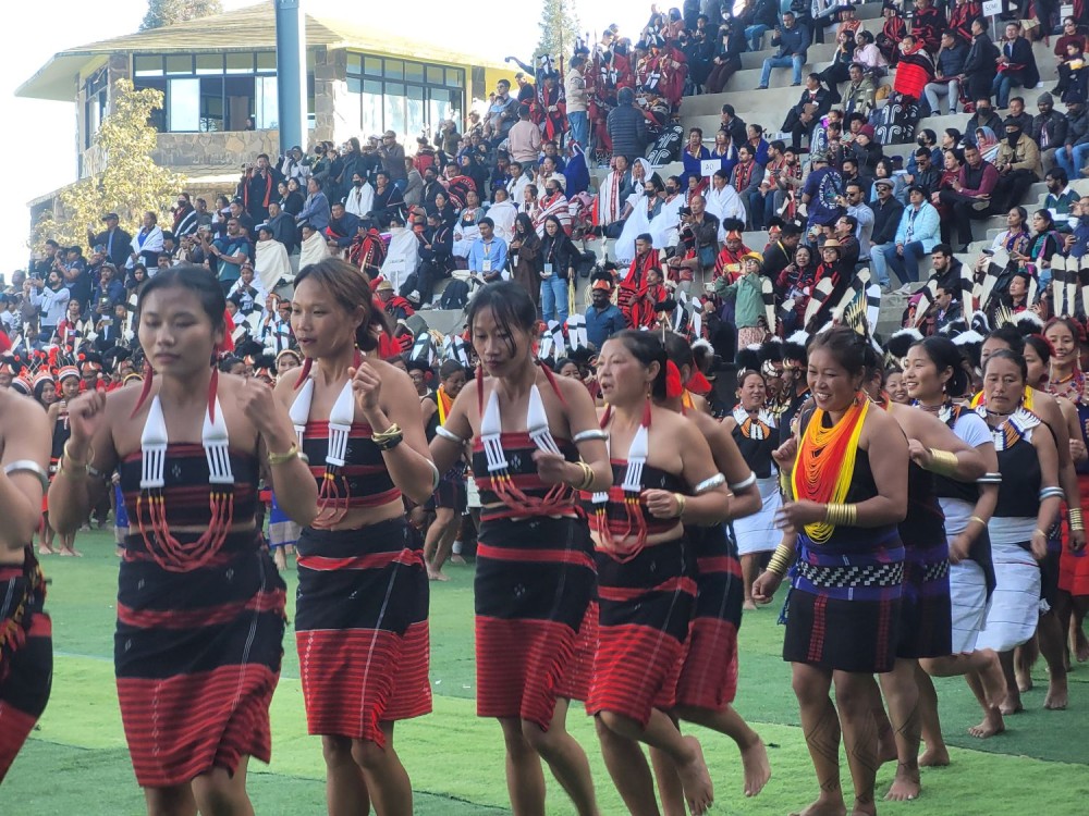 Unity Dance on the closing day of the 26th edition Hornbill Festival 2025 at Naga Heritage Village, Kisama on December 10. (Morung Photo)
