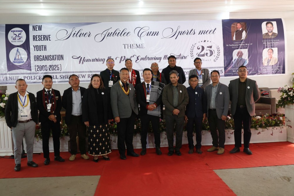MLA Dr Tseilhoutuo Rhütso, Nagaland DGP Rupin Sharma and others during the Silver Jubilee cum Sports Meet of the New Reserve Youth Organisation, Kohima on December 17. (Morung Photo)