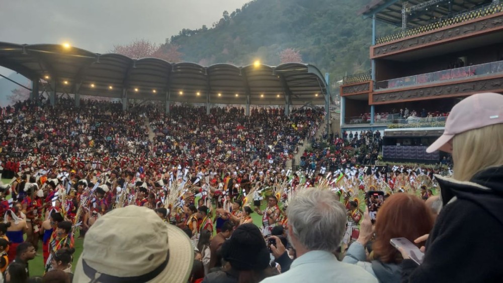 Tourists celebrate Hornbill Festival 2025 at Kisama. (Morung Photo)