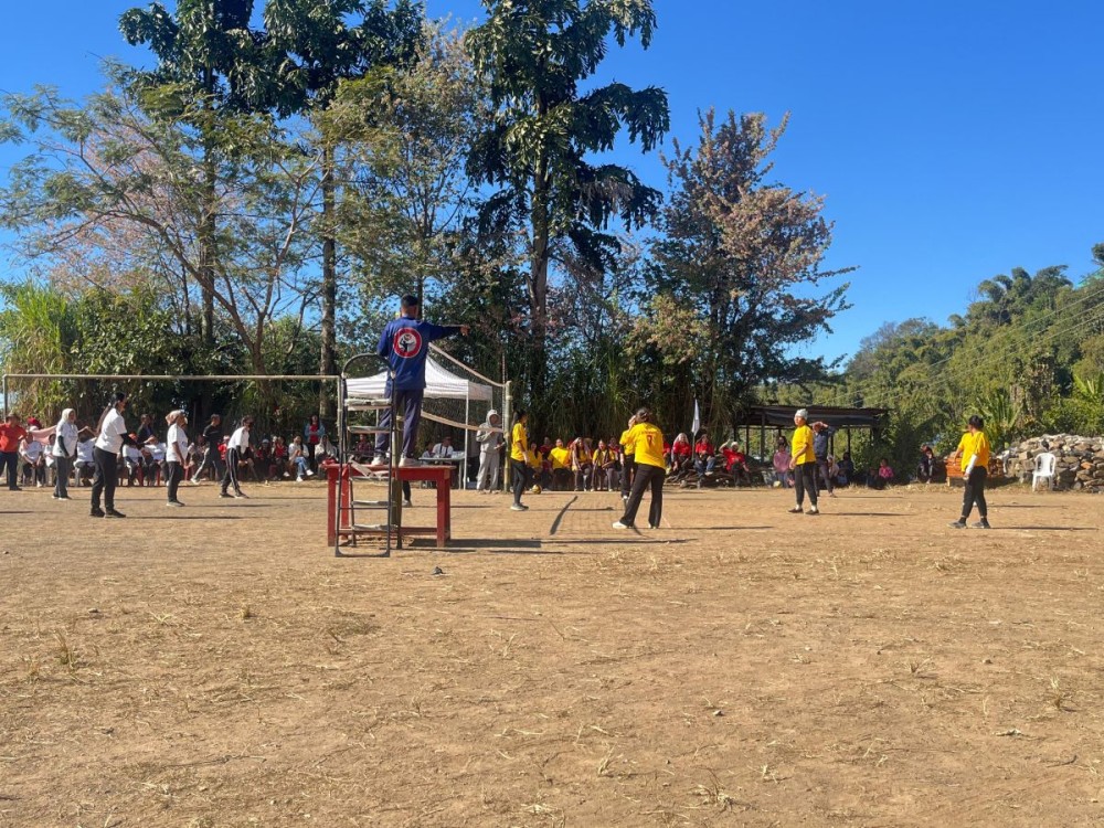 A picture of a volleyball match at the ongoing Volleyball Tournament organised by the Eloe Ekhung of Wokha village on December 15.