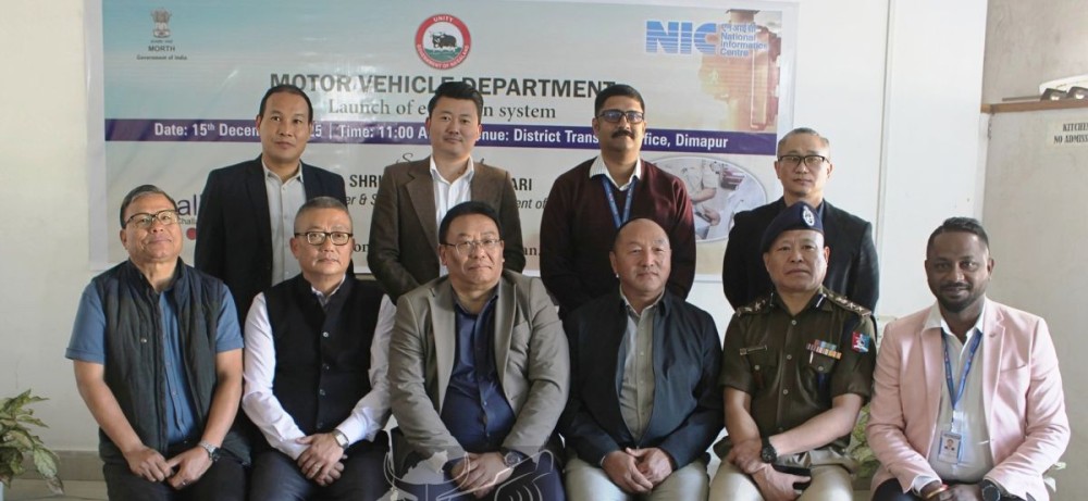 Commissioner & Secretary of the Transport Department, Robert Longchari with officials during the launching of E-Challan service in Dimapur on December 15. (DIPR Photo)