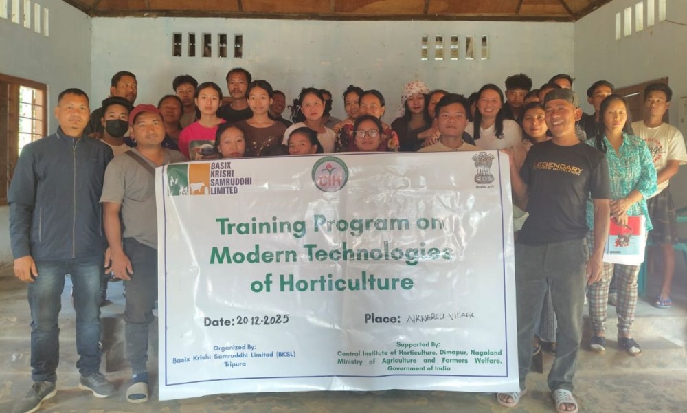Basix Krishi Samruddhi Limited concluded a three-day training programme on modern technologies of horticulture farming in Peren district.