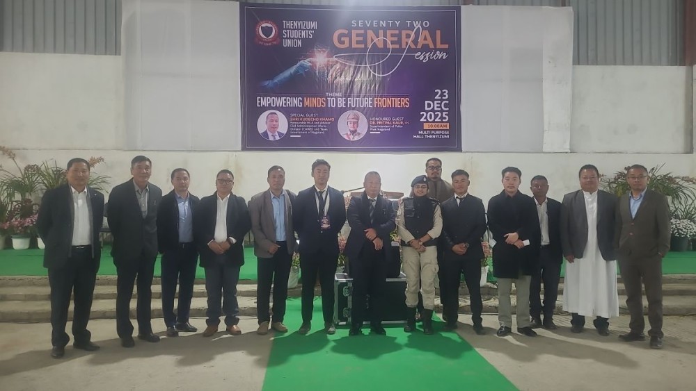 Advisor Kudecho Khamo and Dr Pritpal Kaur with others during the TSU general session on December 23. (Morung Photo)