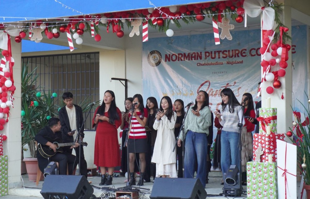 5th Semester students presents a song during the 4th Annual Winter Fest held at the college premises in Chumoukedima on December 6.