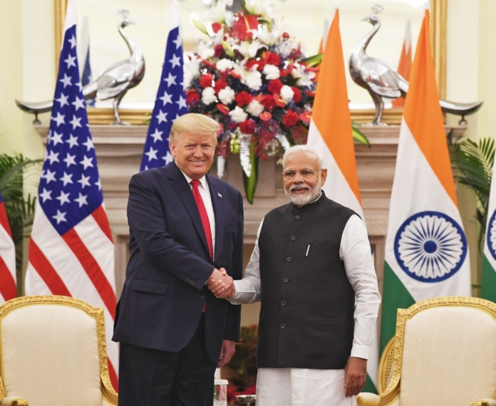 Prime Minister Narendra Modi meets US President Donald Trump at the Hyderabad House in New Delhi on Feb 25, 2020. (Photo: IANS/PIB)