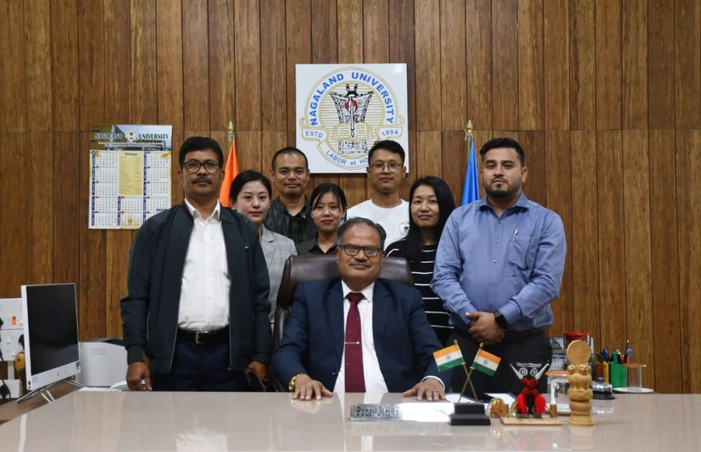 Vice-Chancellor of Nagaland University, Prof JK Patnaik with members of Department of Journalism and Mass Communication.