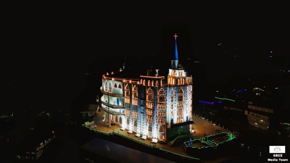 Lighting the Way: The illuminated Sumi Baptist Church in Zunheboto, Asia’s second-largest church, stands as a monumental symbol of faith, unity and enduring hope for the community. (Photo Courtesy: Sumi Baptist Church Zunheboto, media team/Instagram)