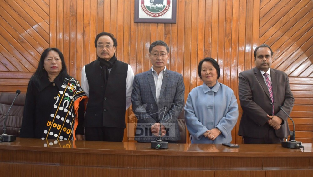 Chief Secretary, Sentiyanger Imchen, IAS, Home Commissioner Abijit Sinha, IAS, Lokayukta, Nino Iralu and Upa-Lokayukta, Khanrila T. Koza  with the newly sworn in Upa- Lokayukta, GH Ramli. (DIPR Photo)