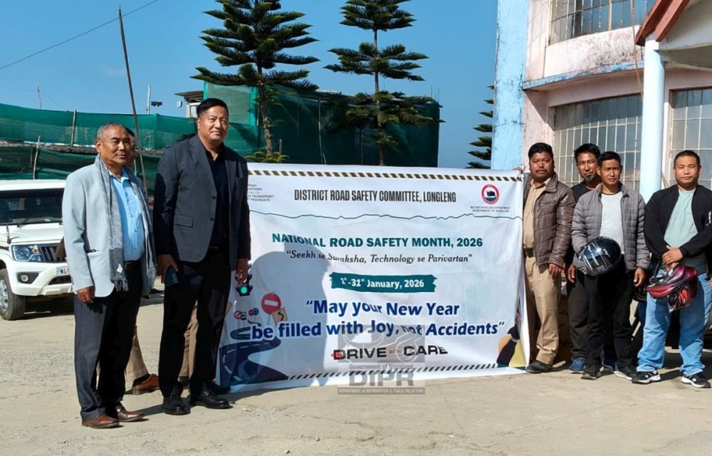 Deputy Commissioner Longleng, W Manpai Phom, NCS along with others during the National Road Safety Month observation programme held at DPDB Hall, Longleng on January 19. (DIPR Photo)