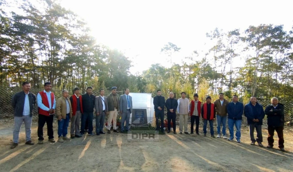 MLA P Longon along with other officials during the inauguration of helipad in Noklak on January 19. (DIPR Photo)