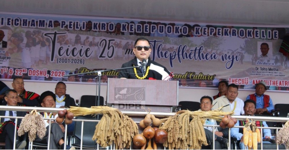 Dr. Tolto Metha, speaking at Closing Ceremony Silver Jubilee of Chiechama Peli Kro Kerepouko Kepekrokelie. (DIPR Photo)