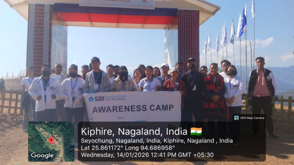 Participants pose for a photo during the health awareness camp organised by the Nature SBI Foundation, Kiphire on January 14.