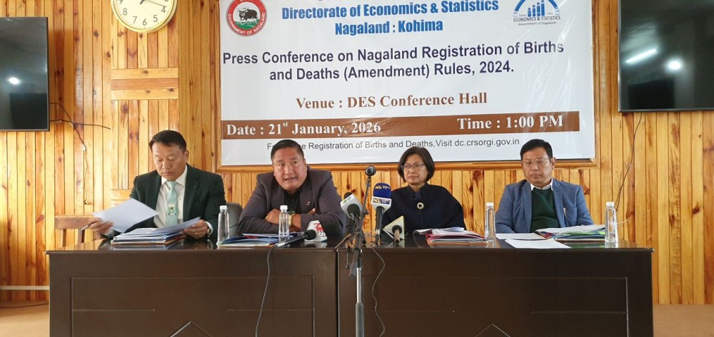 Advisor H Sethrongkyu Sangtam and others addressing press conference in Kohima on January 21. (Morung Photo)