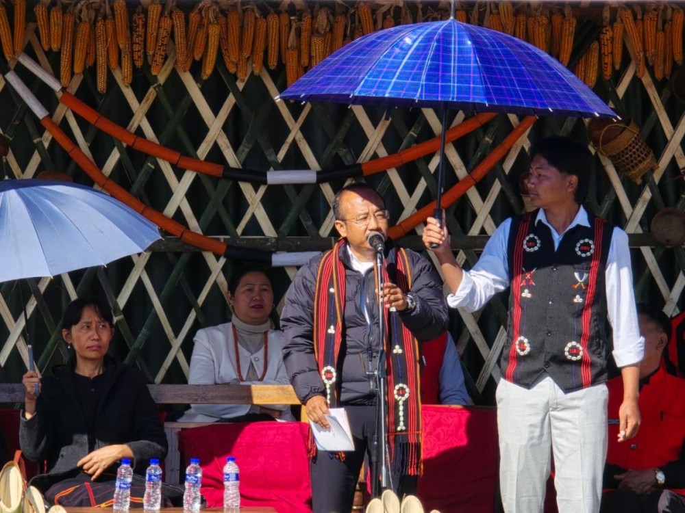 Agripreneur V Tito Zhimomi addressing the gathering at the 54th Natha New Students’ Union Annual Session on December 29.