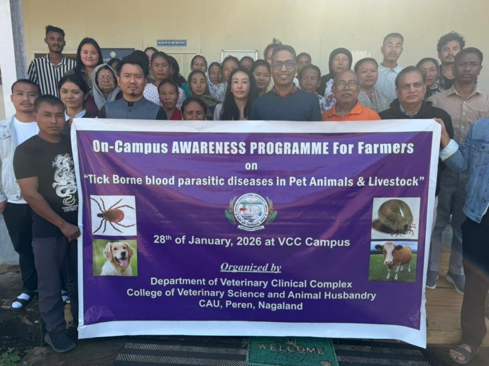 Participants pose for a photo during an awareness programme on tick-borne diseases held at Jalukie, Peren on January 28.