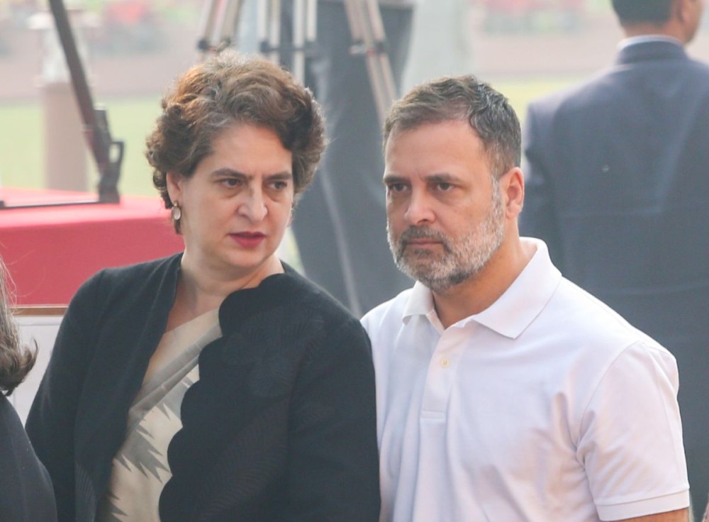 Leader of the Opposition in Lok Sabha Rahul Gandhi and Congress General Secretary and Party MP Priyanka Gandhi Vadra  arrive to pay homage to the martyrs who sacrificed their lives in the 2001 Parliament attack in the Parliament premises in New Delhi on December 13, 2025. (IANS File Photo)
