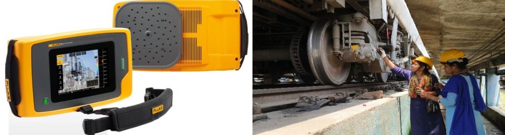 The advanced Fluke ii905 Acoustic Imager technology introduced by the NFR at its Sick Line and Pit Line of the Guwahati Coaching Depot to strengthen coach maintenance. (Photo Courtesy: NFR CPRO)