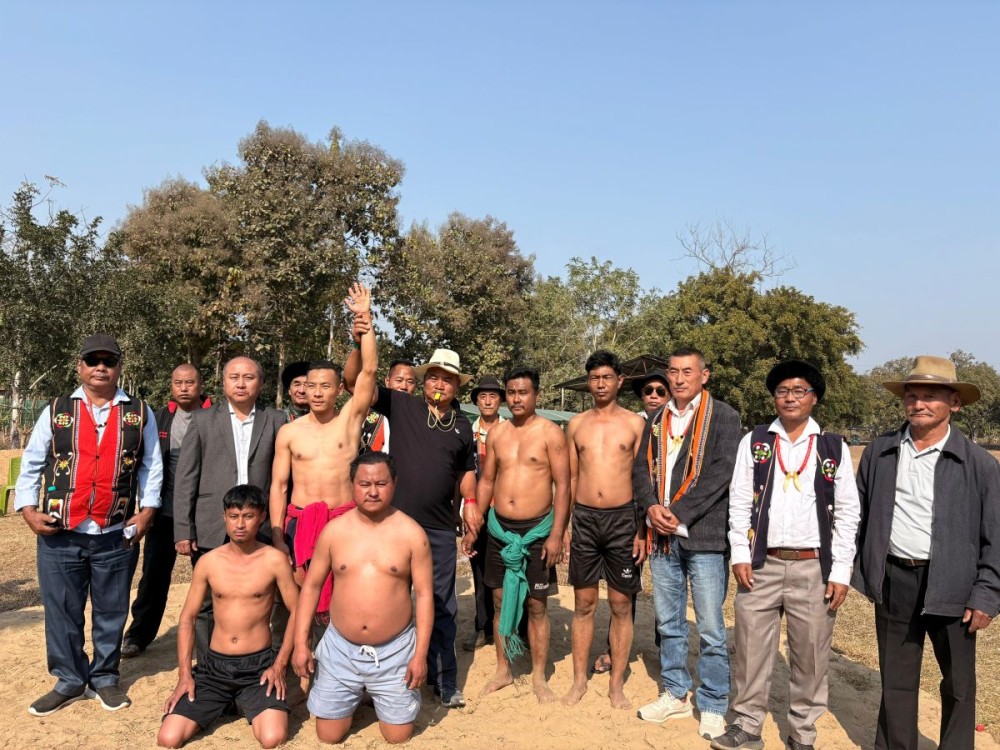 Winners of the wrestling meet during the Sükrünye festival organised by the CCD at Diezephe village, Chümoukedima on January 15.