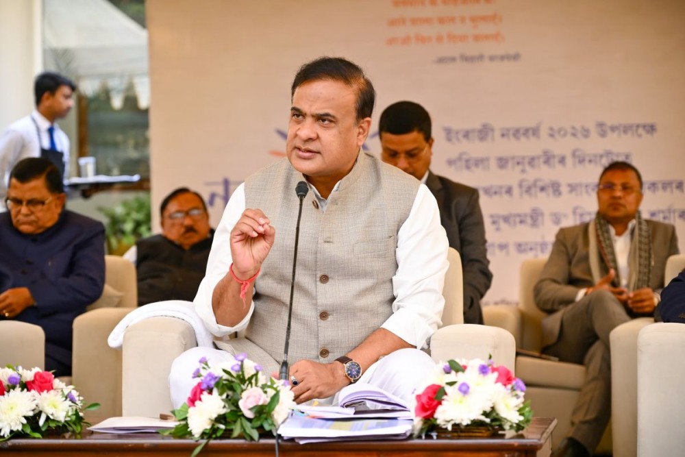 Assam Chief Minister Himanta Biswa Sarma interacts with the media on the first day of the New Year 2026, in Guwahati on Thursday, January 1, 2026. (IANS File Photo)