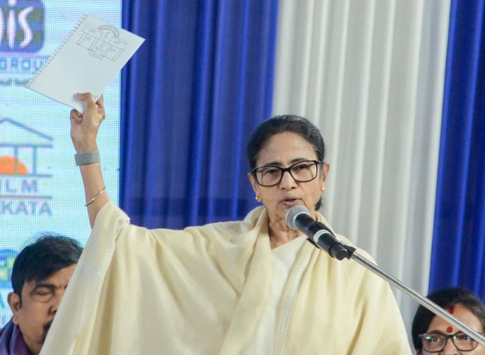West Bengal Chief Minister Mamata Banerjee addresses during the inauguration of the 49th International Kolkata Book Fair, in Kolkata on Thursday, January 22, 2026. (Photo: IANS)