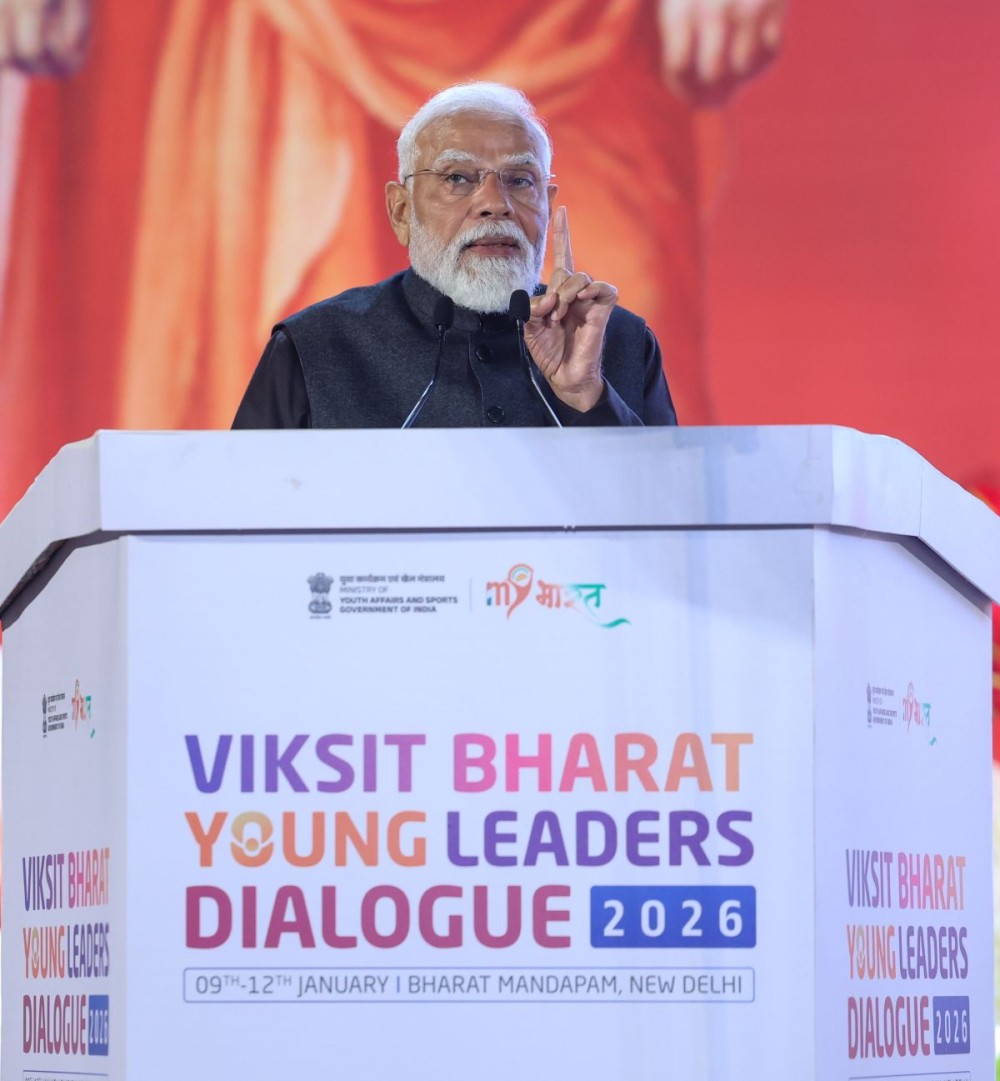 Prime Minister Narendra Modi addresses the concluding session of the Viksit Bharat Young Leaders Dialogue 2026, in New Delhi on Monday, January 12, 2026. (Photo: IANS/PMO)