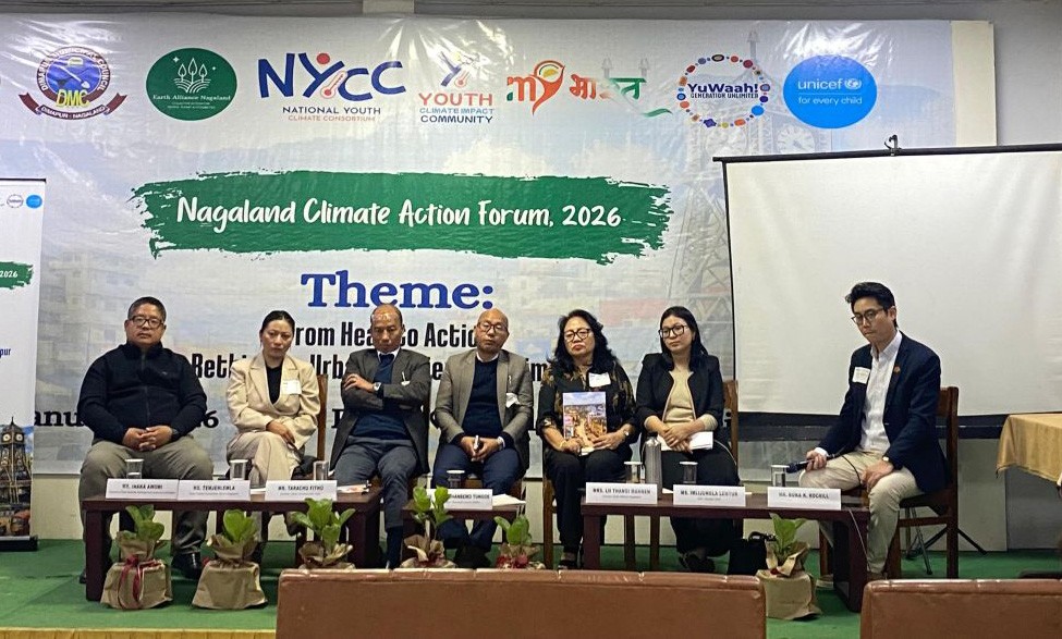 Panelists during the Nagaland Climate Action Forum 2026 on the theme ‘From Heat to Action: Rethinking Urban Resilience in Dimapur,’ held at Hotel Saramati, Dimapur on January 21. (Morung Photo)