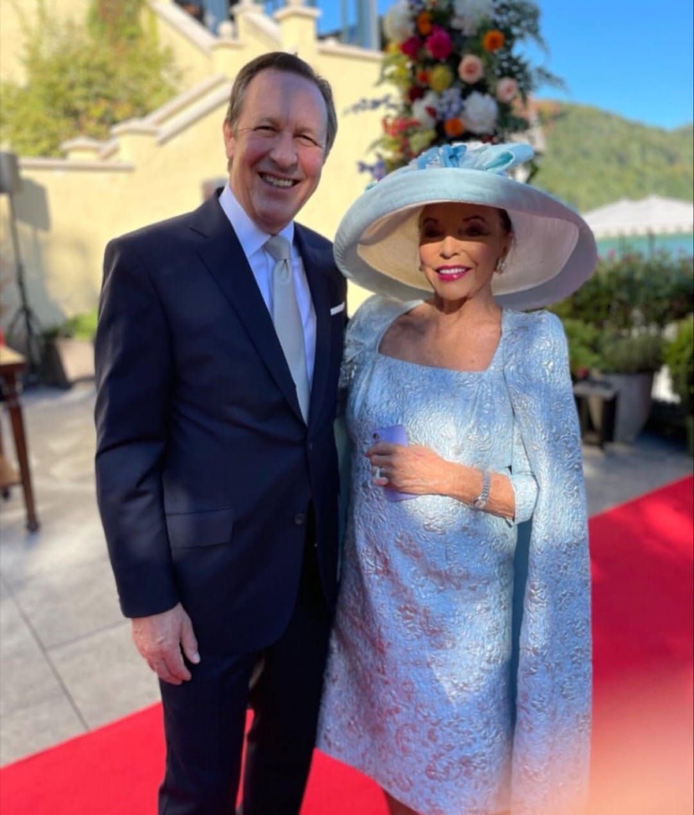 Joan Collins celebrates 24 years of marriage with Percy Gibson marking her longest relationship