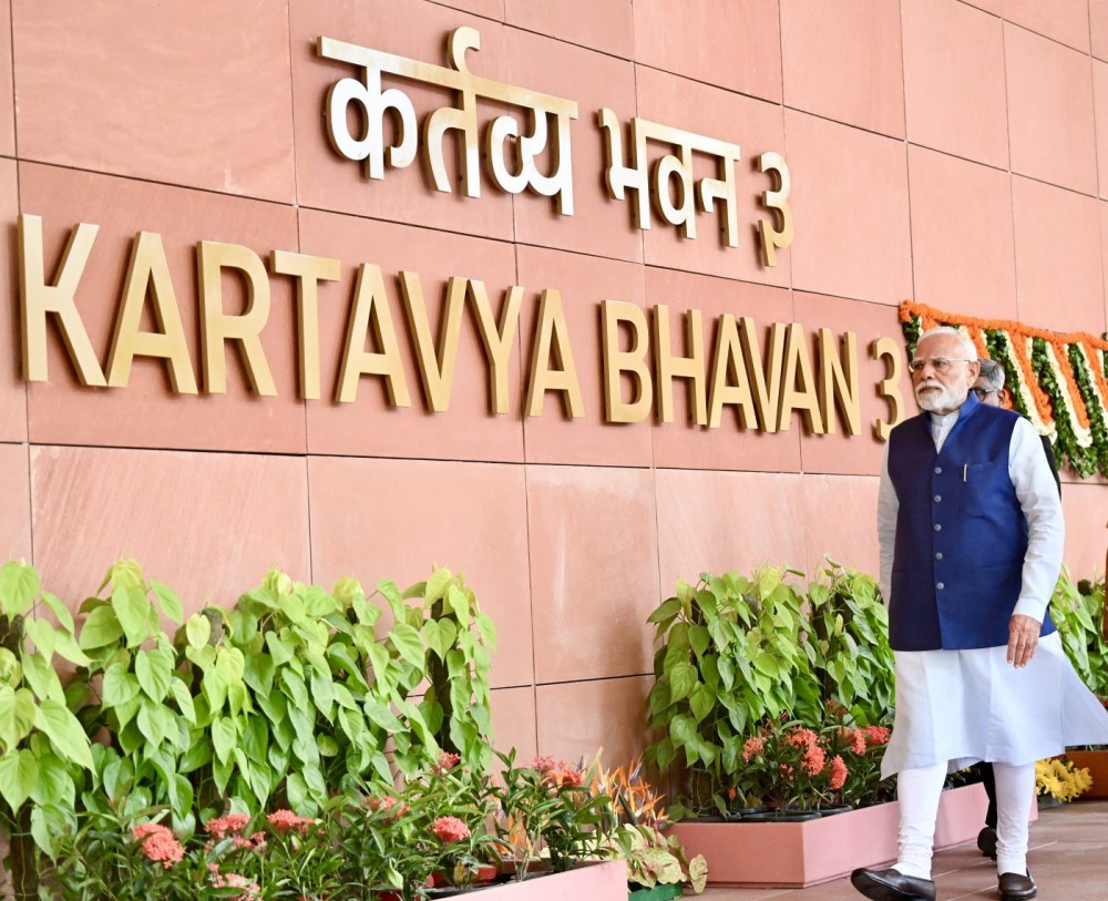New Delhi: Prime Minister Narendra Modi during the inauguration of the Kartavya Bhavan 3, at Kartavya Path, in New Delhi on Wednesday, August 6, 2025. (Photo: IANS/PMO)