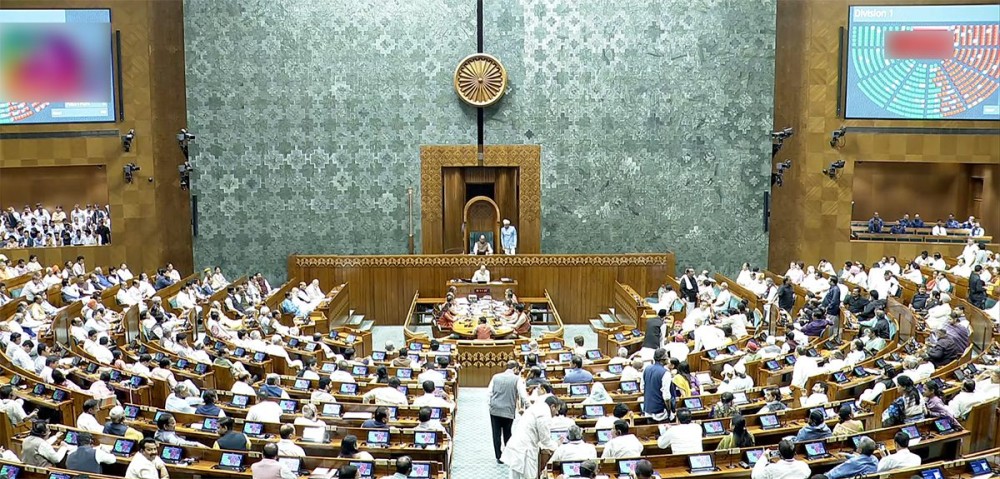 New Delhi: Lok Sabha Speaker Om Birla conducts the proceedings of the House during the special sitting of the Budget Session 2026, as discussion on the Women’s Reservation Bill takes place, at Parliament House in New Delhi on Friday, April 17, 2026. (Photo: IANS/Sansad TV)