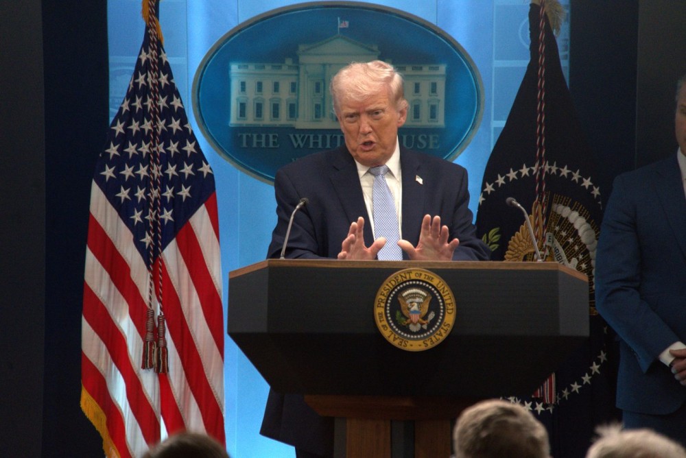 Washington: U.S. President Donald Trump speaks during a press conference at the White House in Washington, D.C., the United States, April 6, 2026. (Xinhua via IANS)