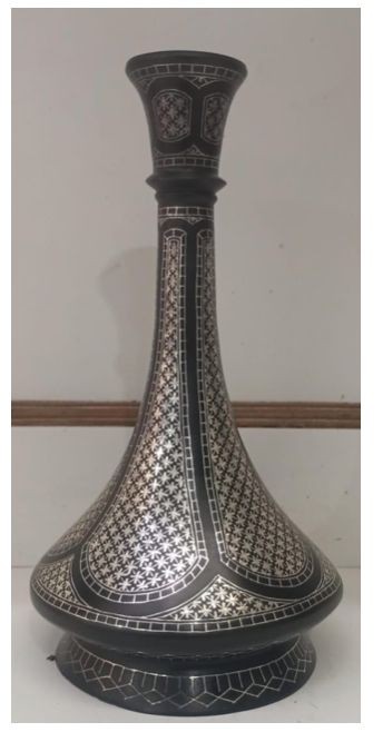 Bidri Silver Work Vase presented to Danish Prime Minister. (IANS Photo)