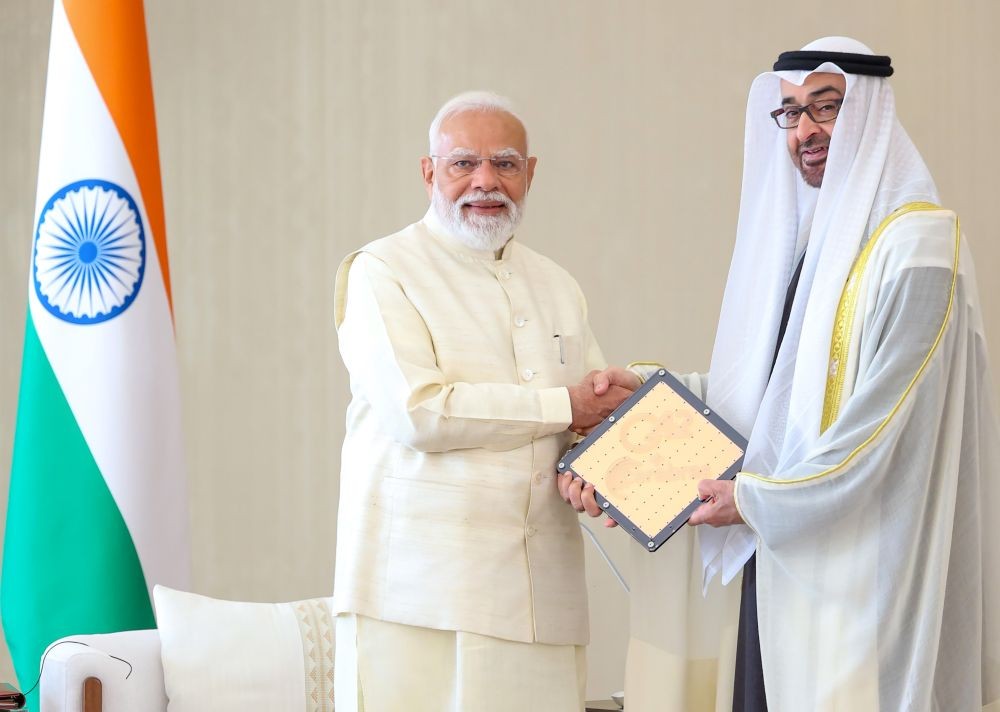 Prime Minister Narendra Modi holds delegation-level talks with UAE President Sheikh Mohamed bin Zayed Al Nahyan in Abu Dhabi, UAE, on May 15, (IANS/PMO (Photo)
