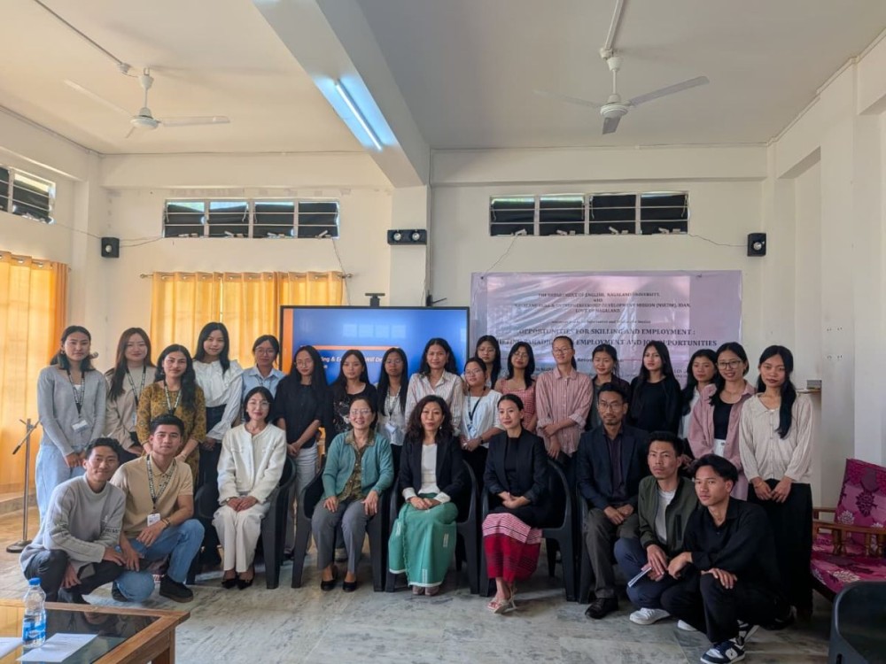 Attendees during a sensitisation and interactive talk on opportunities for skilling & employment organised by the Department of English, Nagaland University, Meriema campus on May 12.