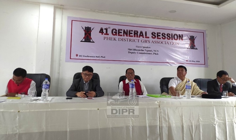 Phek DC Rhosietho Nguori, along with other officials during the 41st General Session of the Phek District GBs Association held at the Deputy Commissioner’s Conference Hall in Phek on May 13. (DIPR Photo)