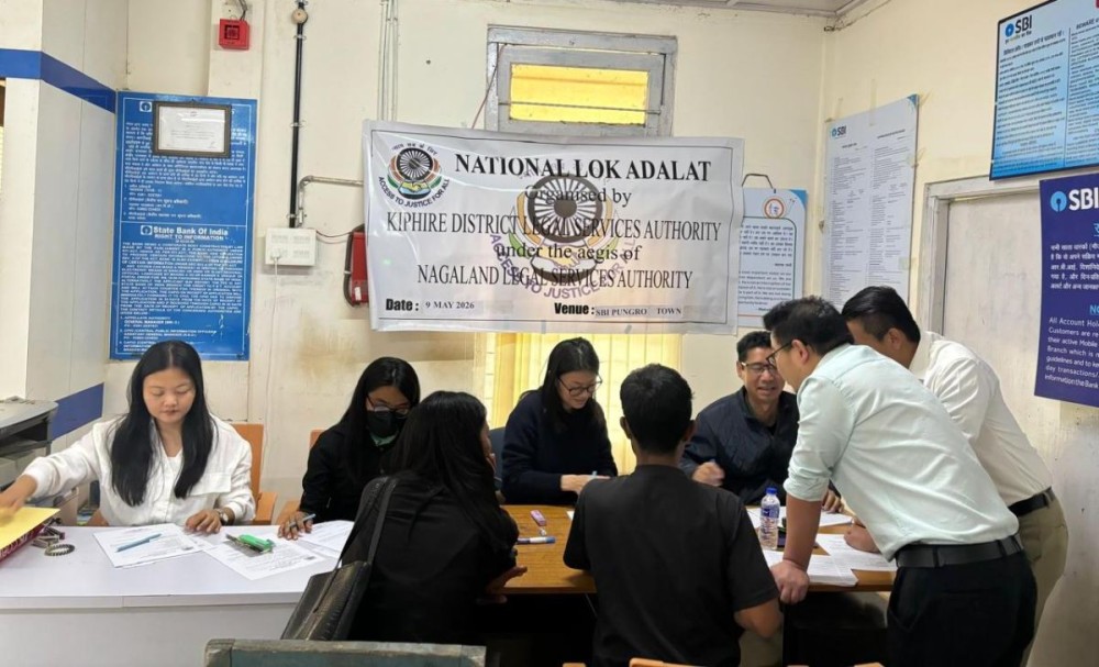 Mobile Lok Adalat conducted at the State Bank of India, Pungro Town on May 9. (Photo Courtesy: PRA, NSLSA)